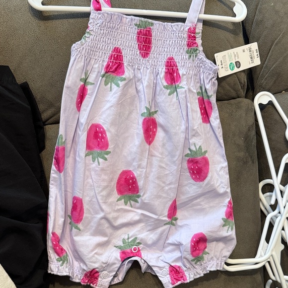 Carter's Pink and Purple Strawberry Romper - Picture 1 of 4